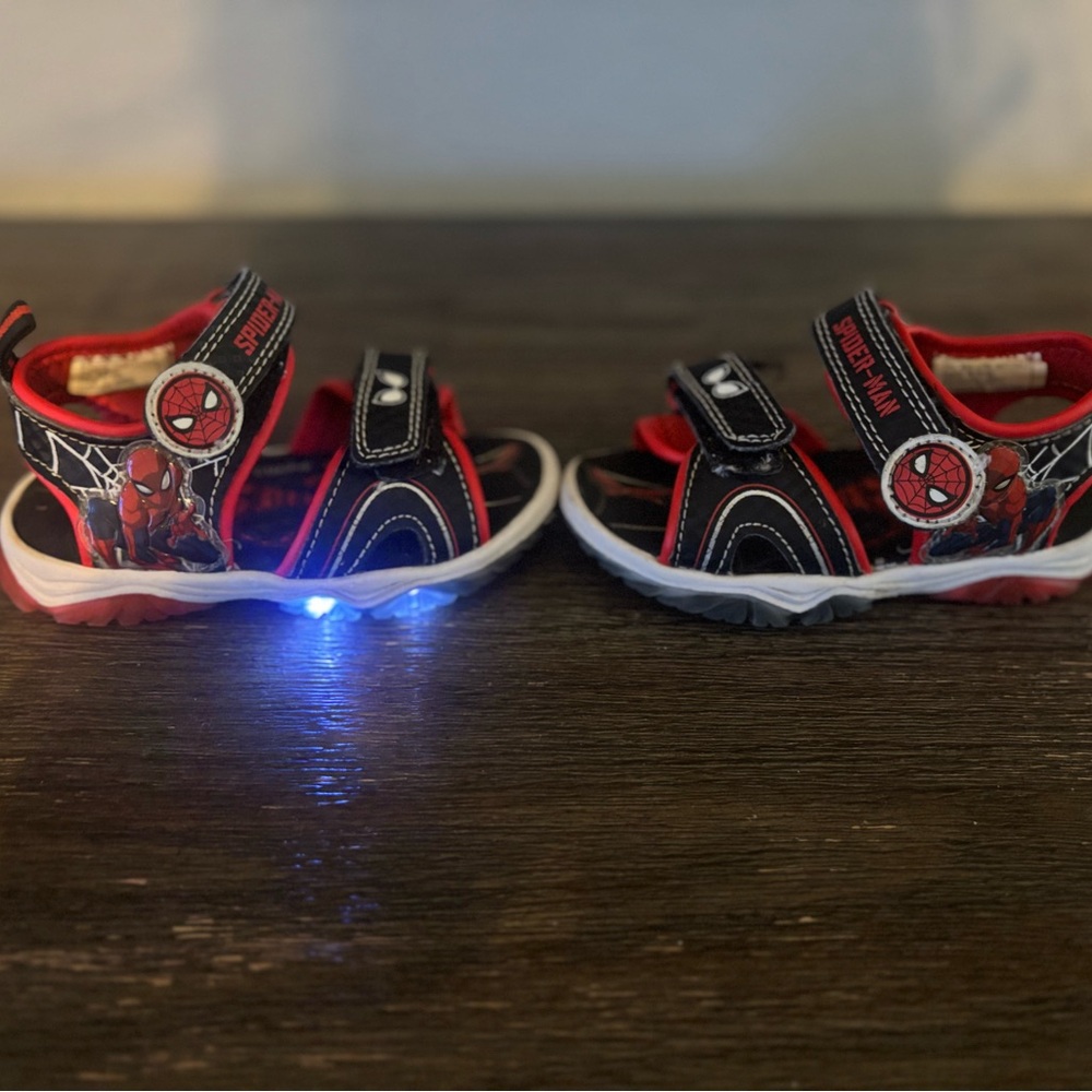 Spiderman Kids Sandals with Light-Up Feature - Red and Black